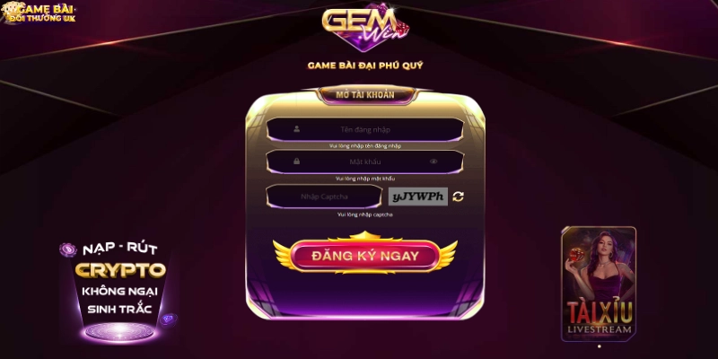 Người chơi nhận ưu đãi khi tạo tài khoản Gemwin chính thức