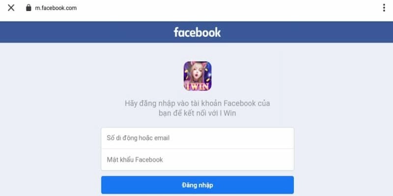Tạo tài khoản mới trên iwin liên kết với tài khoản Facebook