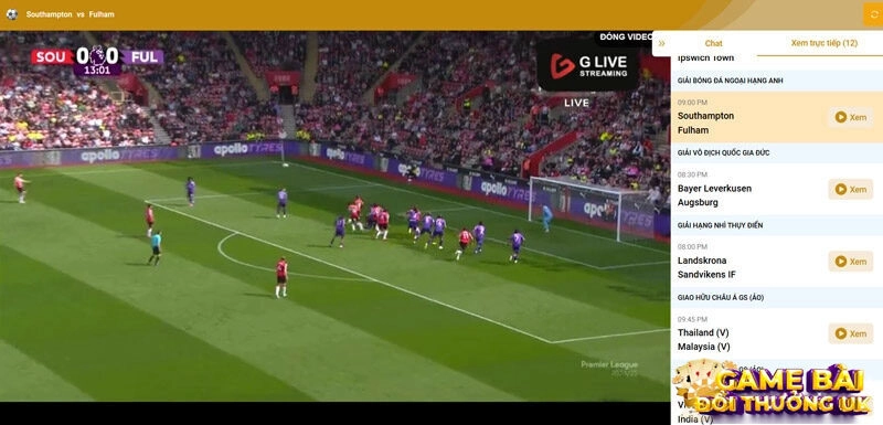 Giao diện trực tiếp bóng đá Five88