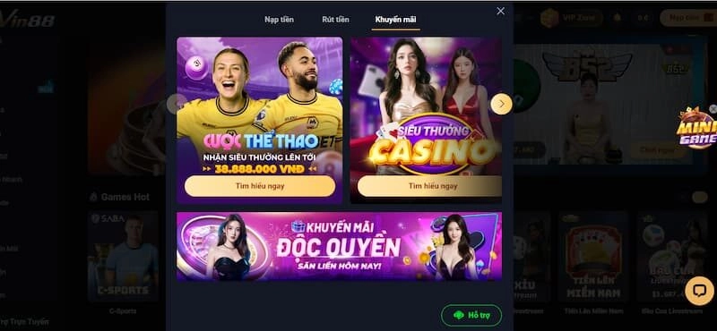 Nhiều code Vin88 giá trị 