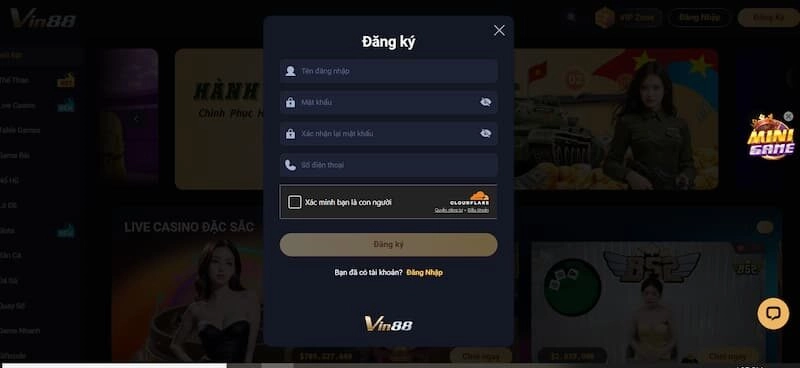 đăng ký Vin88 đơn giản 